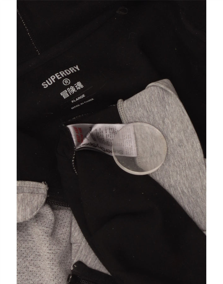 SUPERDRY Mens Graphic Zip Hoodie Sweater XL Grey Cotton