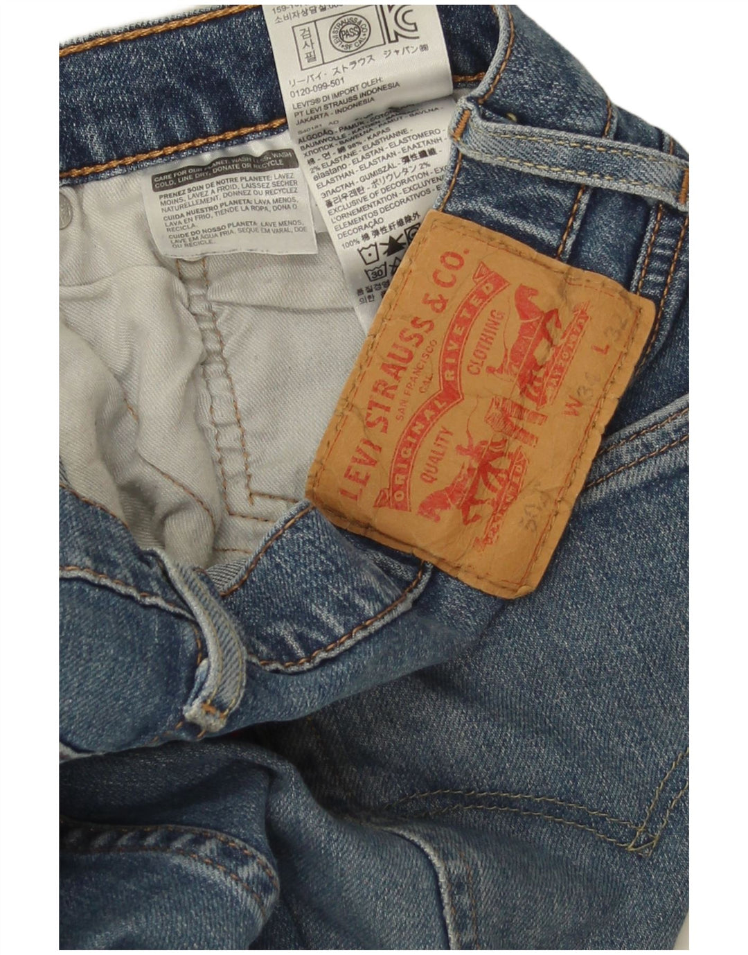 Levi's Mens 502 Tapered Jeans W34 L32 Blue Cotton