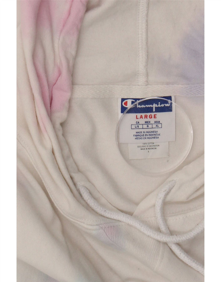 CHAMPION Womens Oversized Hoodie Jumper UK 16 Large Multicoloured Tie Dye Vintage Champion and Second-Hand Champion from Messina Hembry 