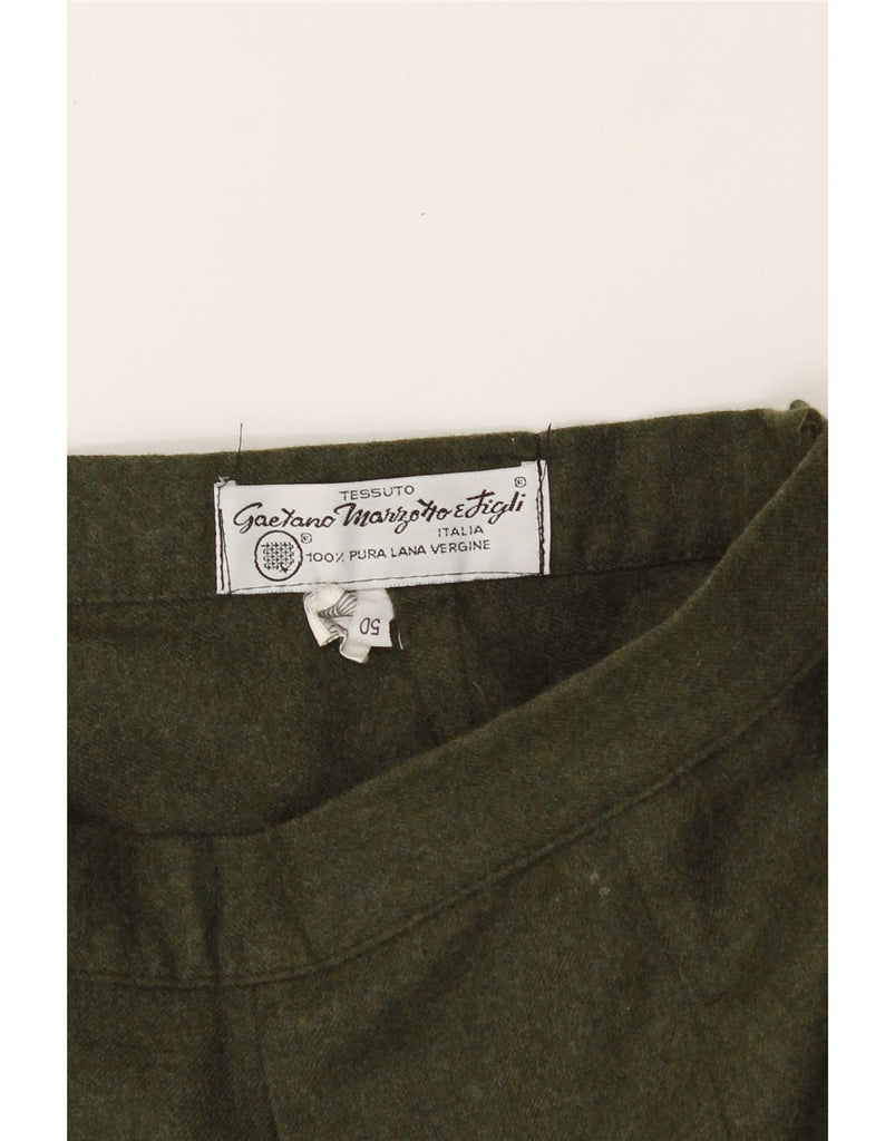 MARZOTTO Womens High Waist Slim Casual Trousers IT 50 XL W32 L28 Khaki Vintage Marzotto and Second-Hand Marzotto from Messina Hembry 