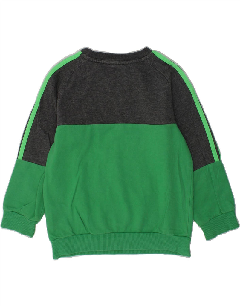 ADIDAS Boys Sweatshirt Jumper 2-3 Years Green Colourblock Cotton | Vintage Adidas | Thrift | Second-Hand Adidas | Used Clothing | Messina Hembry 