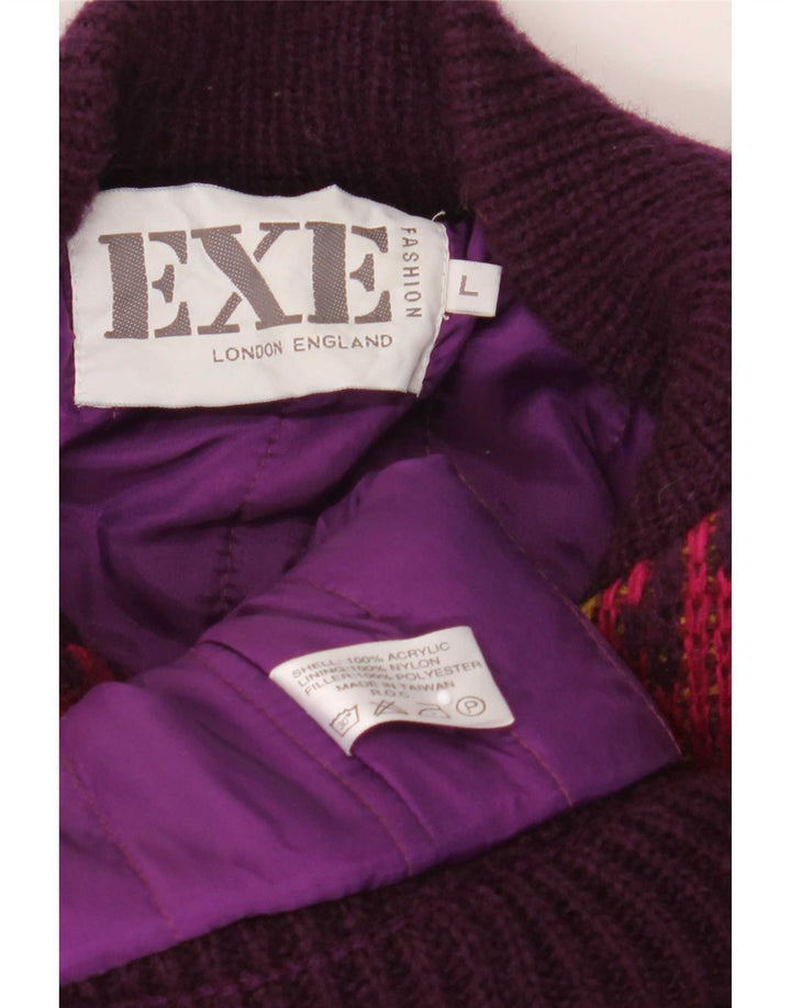 EXE Womens Abstract Pattern Cardigan Sweater UK 16 Large Multicoloured