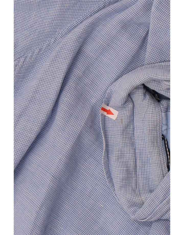 Nautica Mens Short Sleeve Regular Fit Shirt XL Blue Check Linen