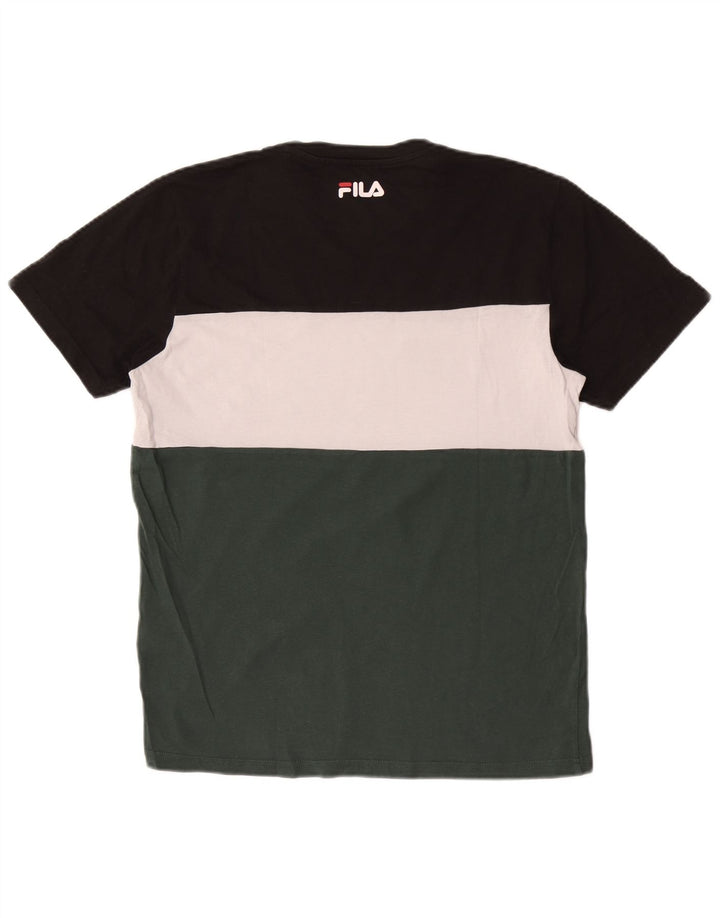 Fila Mens Graphic T-Shirt Top Medium Multicoloured Colourblock Cotton