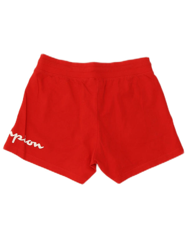 Champion Womens Graphic Sport Shorts UK 6 XS Red Cotton