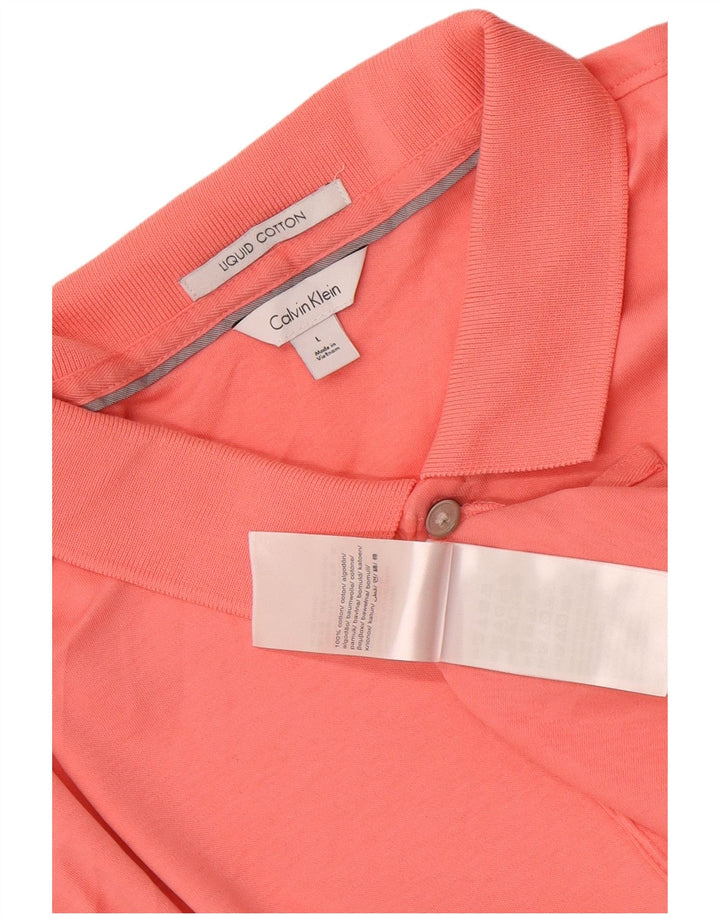 Calvin Klein Mens Polo Shirt Large Pink Cotton