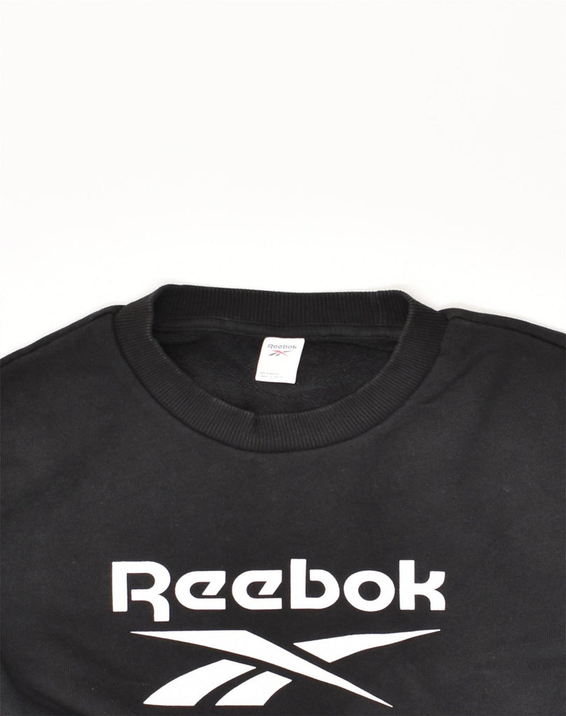 REEBOK Mens Graphic Sweatshirt Jumper XL Black Cotton | Vintage Reebok | Thrift | Second-Hand Reebok | Used Clothing | Messina Hembry 