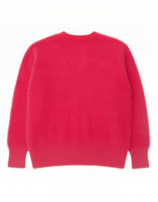 Marks & Spencer Womens V-Neck Jumper Sweater UK 14 Medium Pink Polyamide