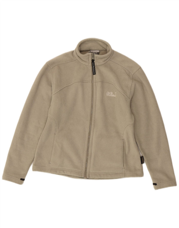 Jack Wolfskin Womens Graphic Fleece Jacket UK 12 Medium Grey Polyester