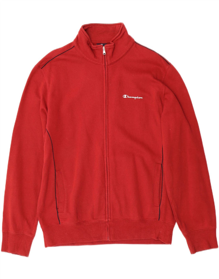 Champion Mens Tracksuit Top Jacket Large Red Cotton