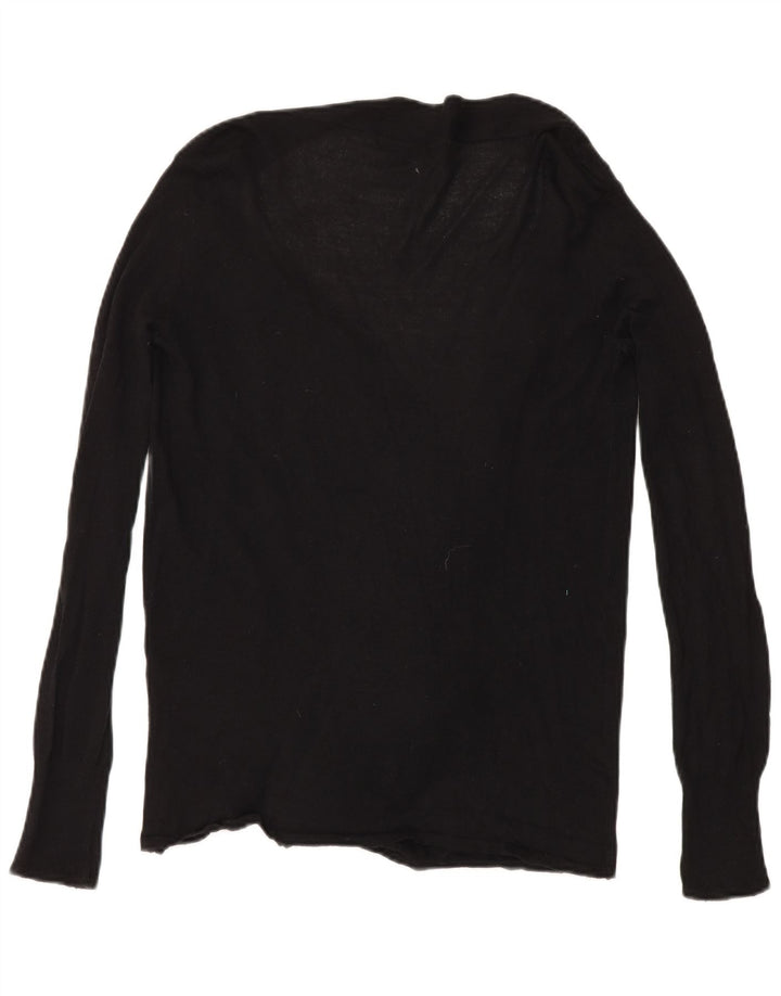 Zara Womens Open Cardigan Sweater UK 12 Medium Black Cotton