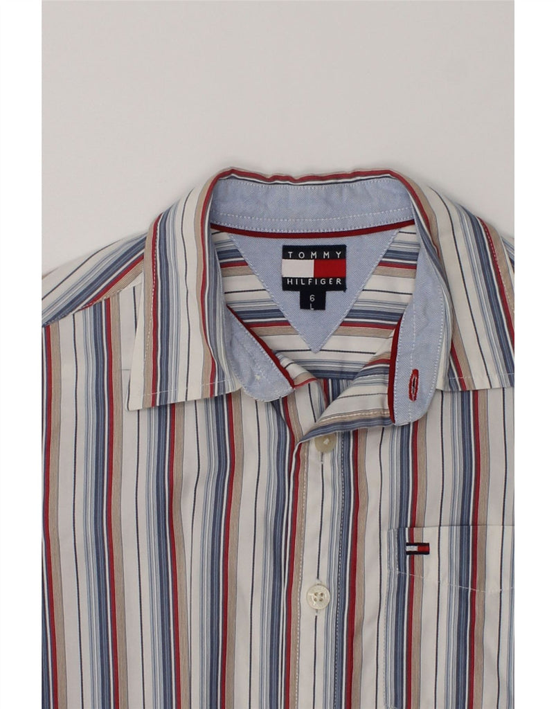 TOMMY HILFIGER Boys Shirt 5-6 Years Large Blue Striped Cotton | Vintage Tommy Hilfiger | Thrift | Second-Hand Tommy Hilfiger | Used Clothing | Messina Hembry 