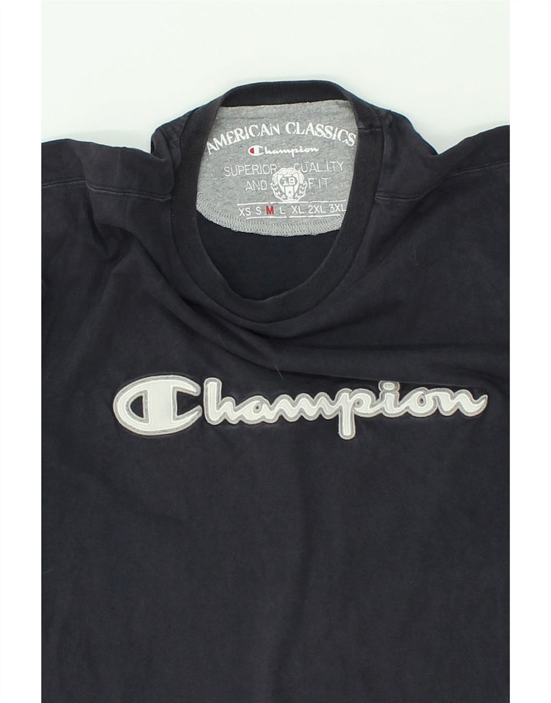 CHAMPION Mens Graphic T-Shirt Top Medium Black Cotton | Vintage Champion | Thrift | Second-Hand Champion | Used Clothing | Messina Hembry 