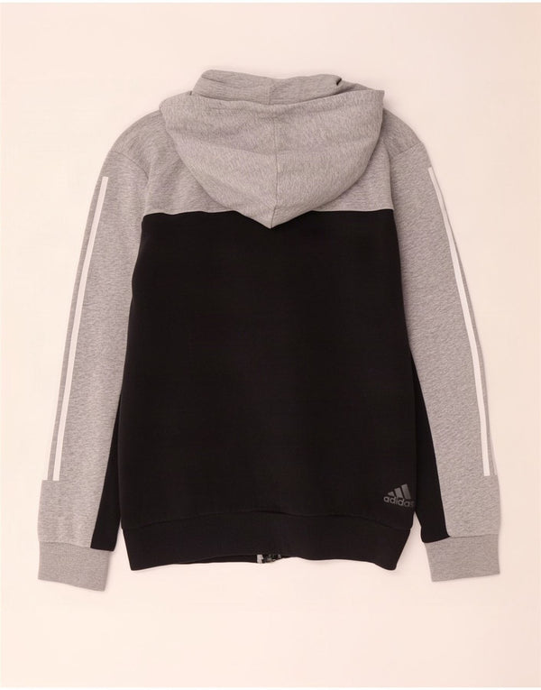 Adidas Mens Graphic Zip Hoodie Sweater Large Black Colourblock Cotton