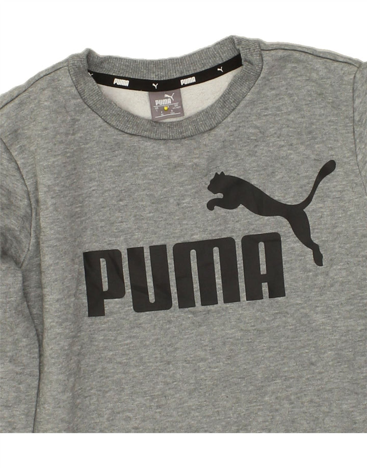 PUMA Boys Graphic Sweatshirt Jumper 11-12 Years Grey Cotton Vintage Puma and Second-Hand Puma from Messina Hembry 
