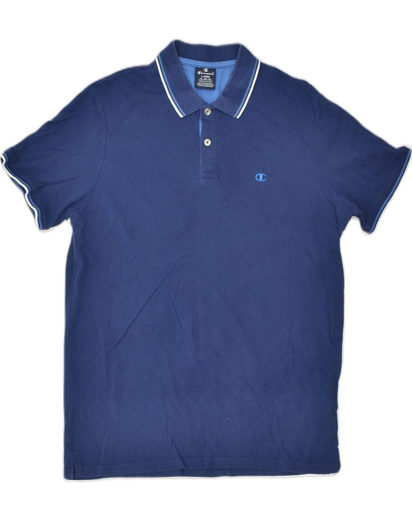 CHAMPION Mens Polo Shirt Large Blue Cotton | Vintage | Thrift | Second-Hand | Used Clothing | Messina Hembry 