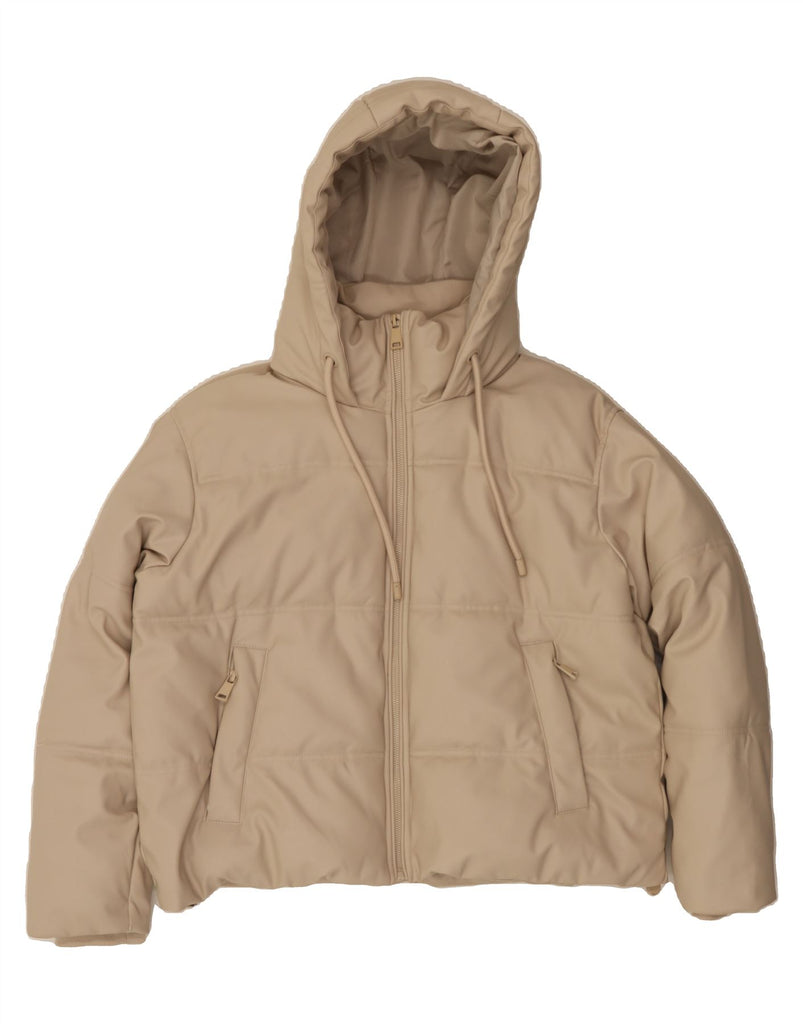 ZARA Womens Crop Oversized Hooded Padded Jacket UK 6 XS Beige Polyester Vintage Zara and Second-Hand Zara from Messina Hembry 