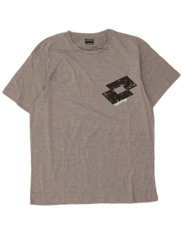 Lotto Mens Graphic T-Shirt Top Large Grey Cotton