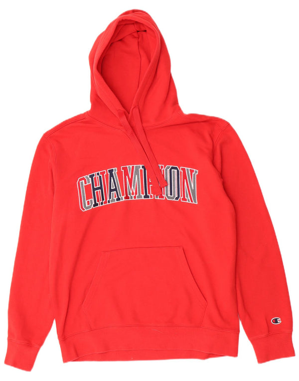 Champion Mens Graphic Hoodie Jumper Medium Red Cotton