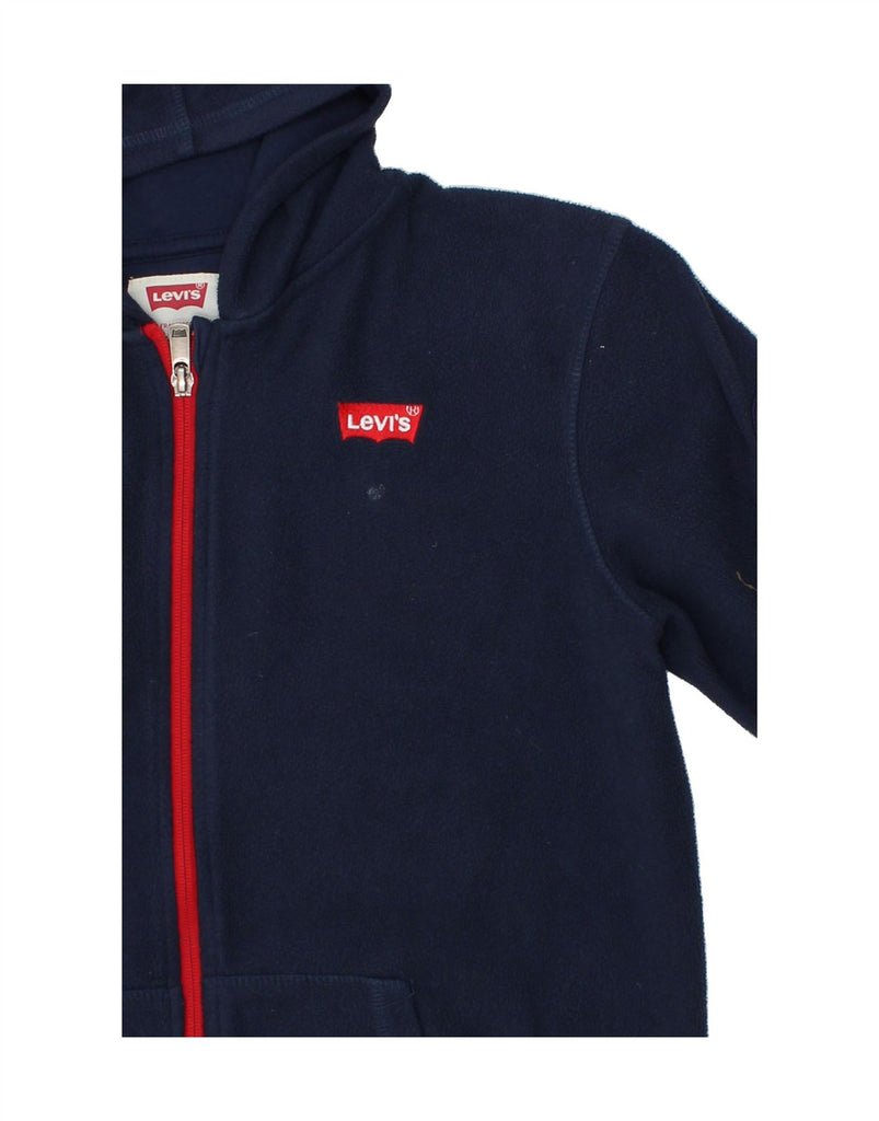 LEVI'S Boys Graphic Fleece Zip Hoodie Sweater 13-14 Years XL Navy Blue Vintage Levi's and Second-Hand Levi's from Messina Hembry 