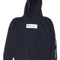 Champion Mens Graphic Hoodie Jumper Medium Navy Blue Cotton