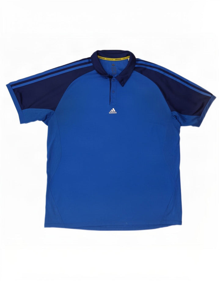Adidas Mens Climacool Polo Shirt XL Blue Colourblock Polyester