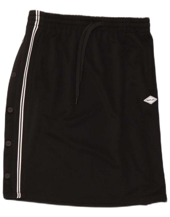 Replay Womens Graphic Skirt Small W27 Black Polyester Sports