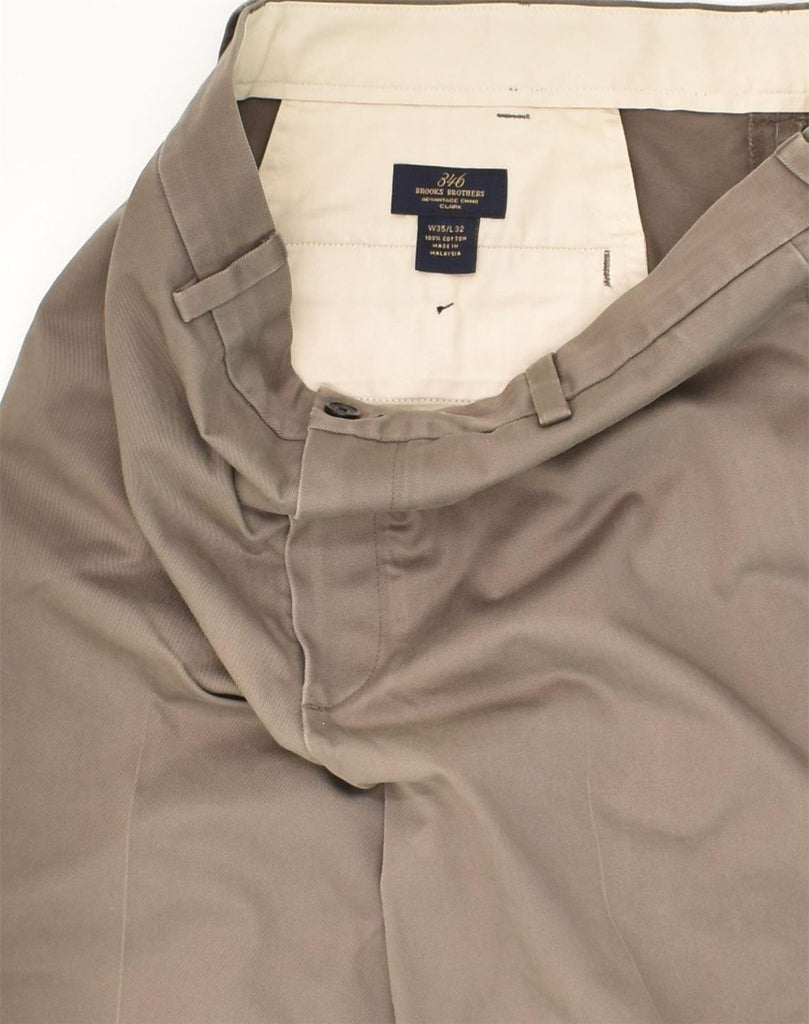 BROOKS BROTHERS Mens Straight Chino Trousers W35 L32  Brown Cotton | Vintage Brooks Brothers | Thrift | Second-Hand Brooks Brothers | Used Clothing | Messina Hembry 