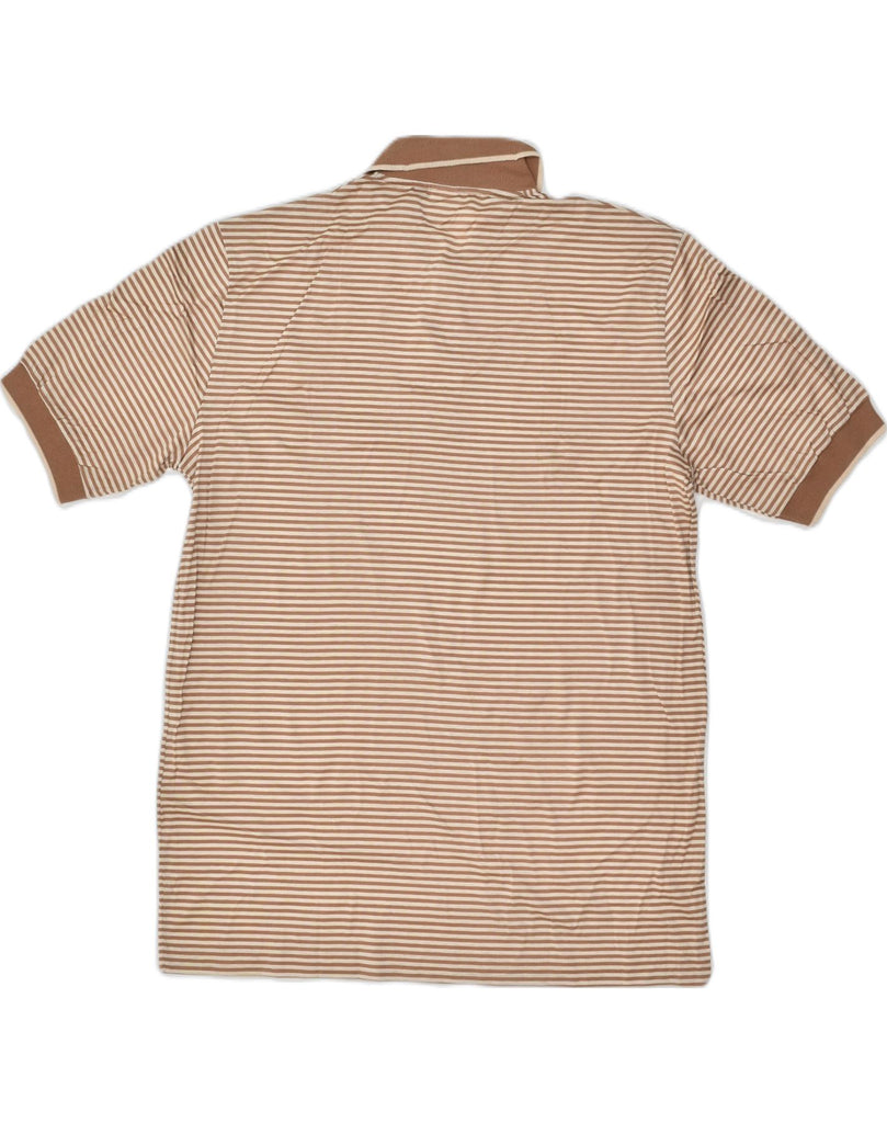 VINTAGE Mens Polo Shirt Medium Brown Striped Cotton | Vintage Vintage | Thrift | Second-Hand Vintage | Used Clothing | Messina Hembry 