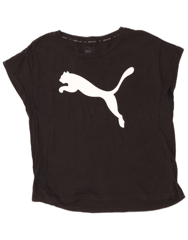 Puma Womens Short Sleeve Graphic T-Shirt Top UK 12 Medium Black