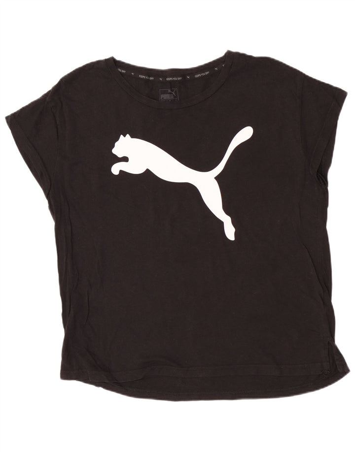Puma Womens Short Sleeve Graphic T-Shirt Top UK 12 Medium Black