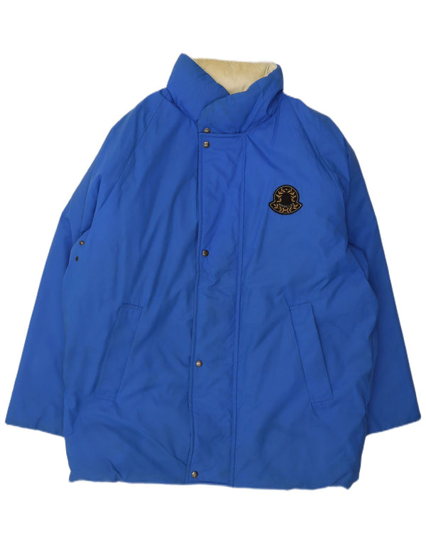 Moncler Mens Hooded Padded Jacket Size 3 Large Blue Polyamide