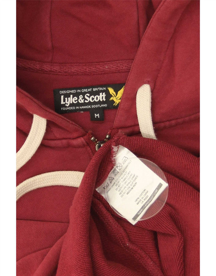 Lyle & Scott Mens Zip Hoodie Sweater Medium Red Cotton