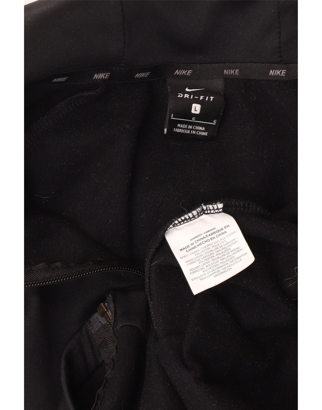 NIKE Mens Dri Fit Zip Hoodie Sweater Medium Black Polyester