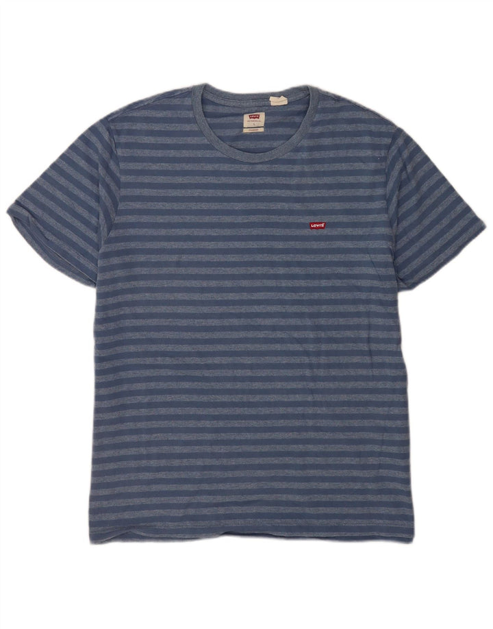 Levi's Mens Standard T-Shirt Top Large Blue Striped Cotton