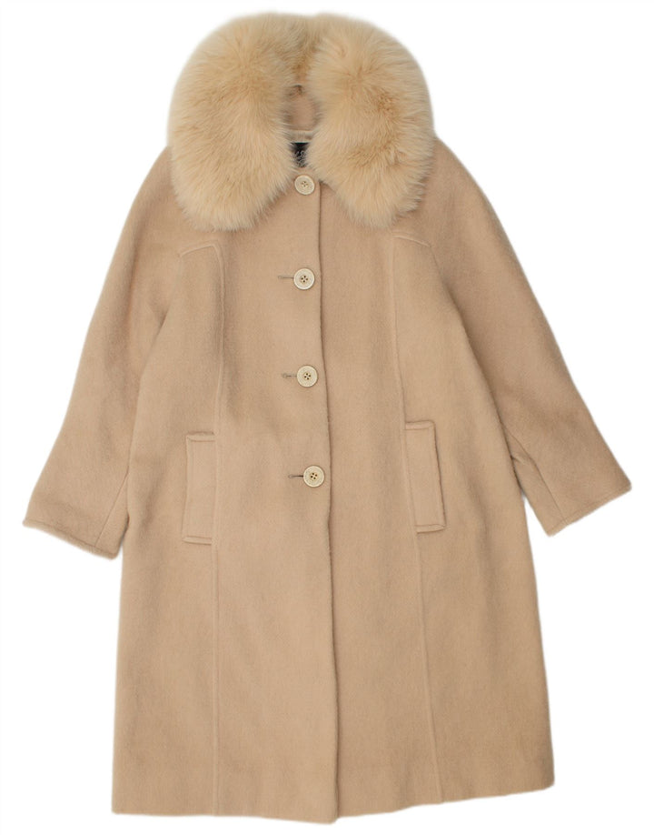 Vintage Womens Overcoat UK 14 Medium Beige Cashmere