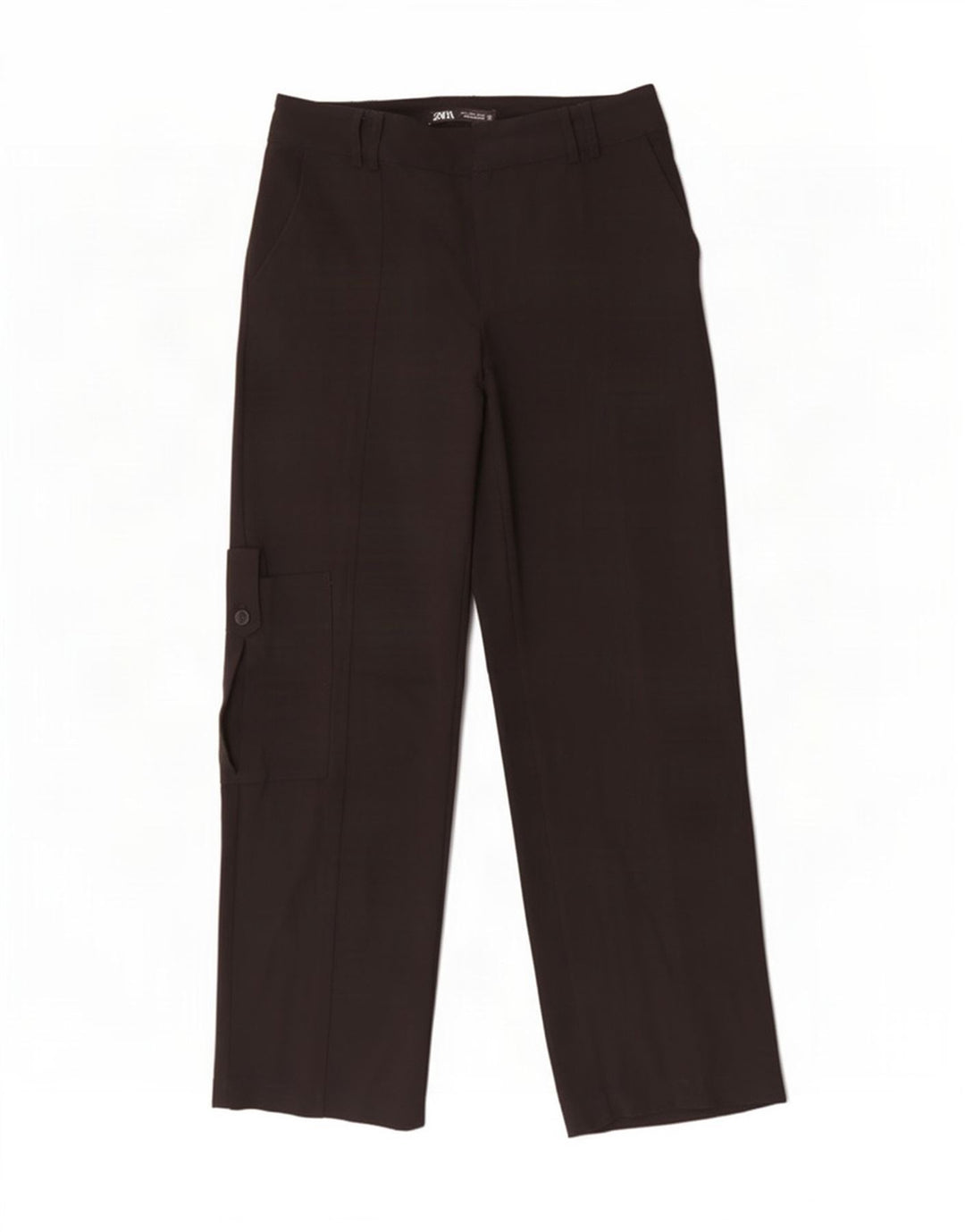 Zara Womens Straight Cargo Trousers Small W26 L31 Black Polyester