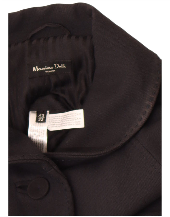 Massimo Dutti Womens Overcoat EU 42 Large Black Cotton