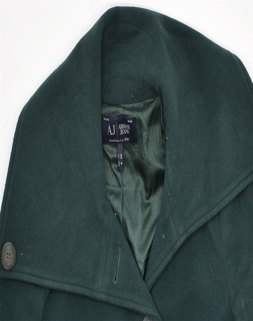 ARMANI JEANS Womens Belted Overcoat EU 42 Large Green Wool | Vintage | Thrift | Second-Hand | Used Clothing | Messina Hembry 