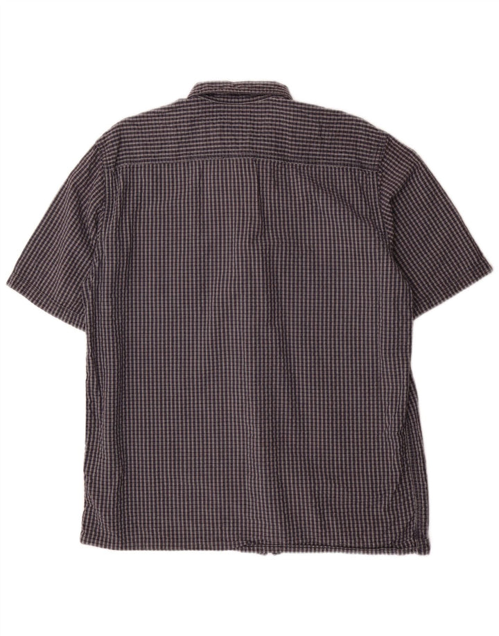DOCKERS Mens Short Sleeve Shirt Medium Navy Blue Check Cotton