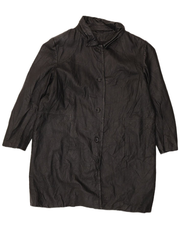 Worthington Womens Leather Coat UK 20 2XL Black