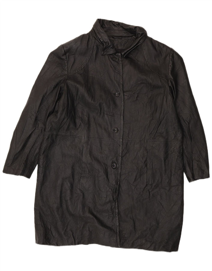 Worthington Womens Leather Coat UK 20 2XL Black
