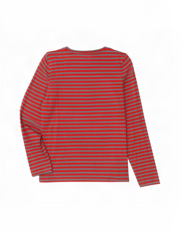 Hobbs Womens Top Long Sleeve UK 14 Large Red Striped Cotton
