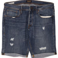 Jack & Jones Mens Regular Distressed Denim Shorts Large W36 Blue Cotton