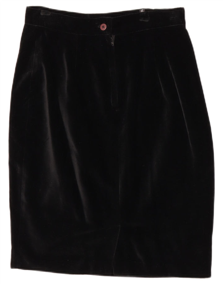 Superior Womens 4 Button Velour 2 Piece Skirt Set IT 42 Medium W28 Black