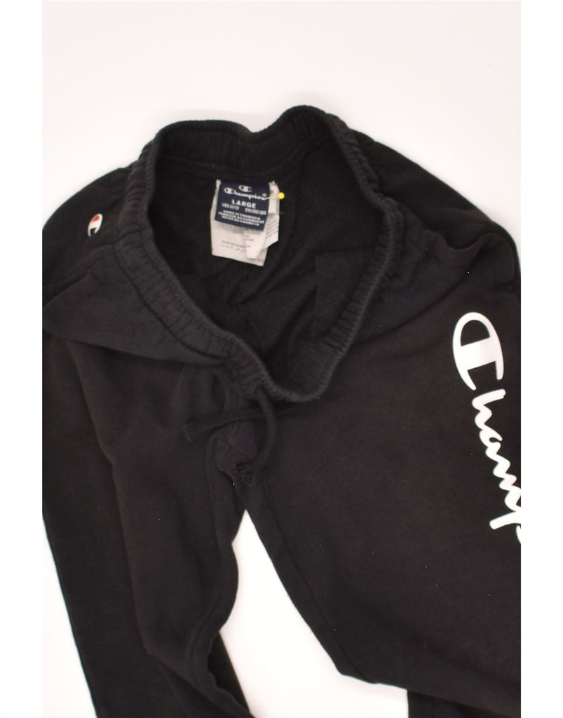 CHAMPION Boys Graphic Tracksuit Trousers Joggers 11-12 Years Large Black | Vintage Champion | Thrift | Second-Hand Champion | Used Clothing | Messina Hembry 