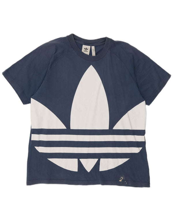 Adidas Mens Graphic T-Shirt Top Medium Blue Cotton
