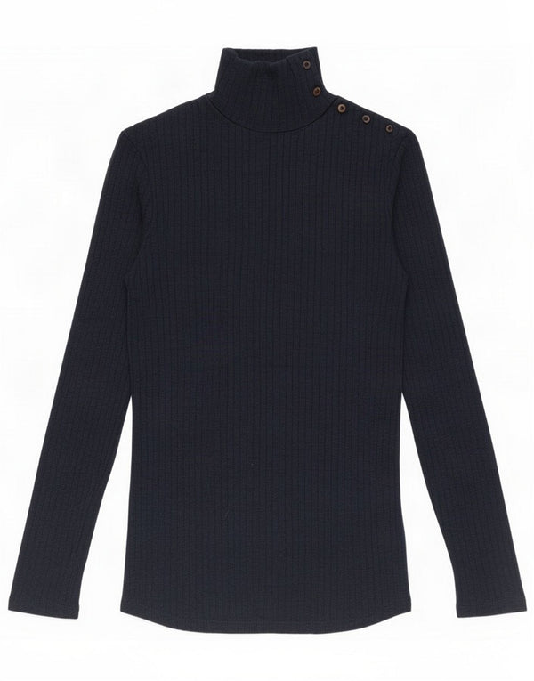 Massimo Dutti Womens Top Long Sleeve UK 14 Medium Navy Blue