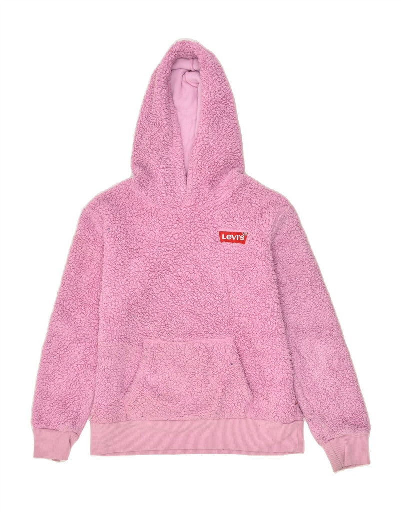 LEVI'S Girls Fleece Hoodie Jumper 12-13 Years Large Pink Polyester | Vintage Levi's | Thrift | Second-Hand Levi's | Used Clothing | Messina Hembry 