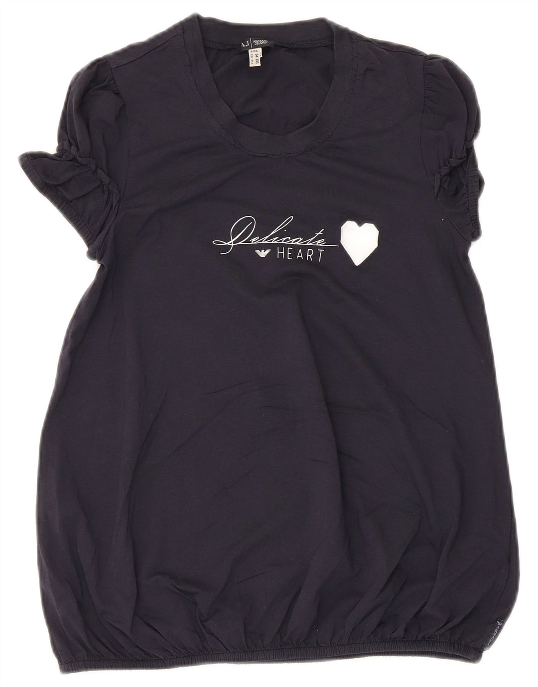 Armani Womens Graphic Blouse Top EU 34 2XS Navy Blue Cotton